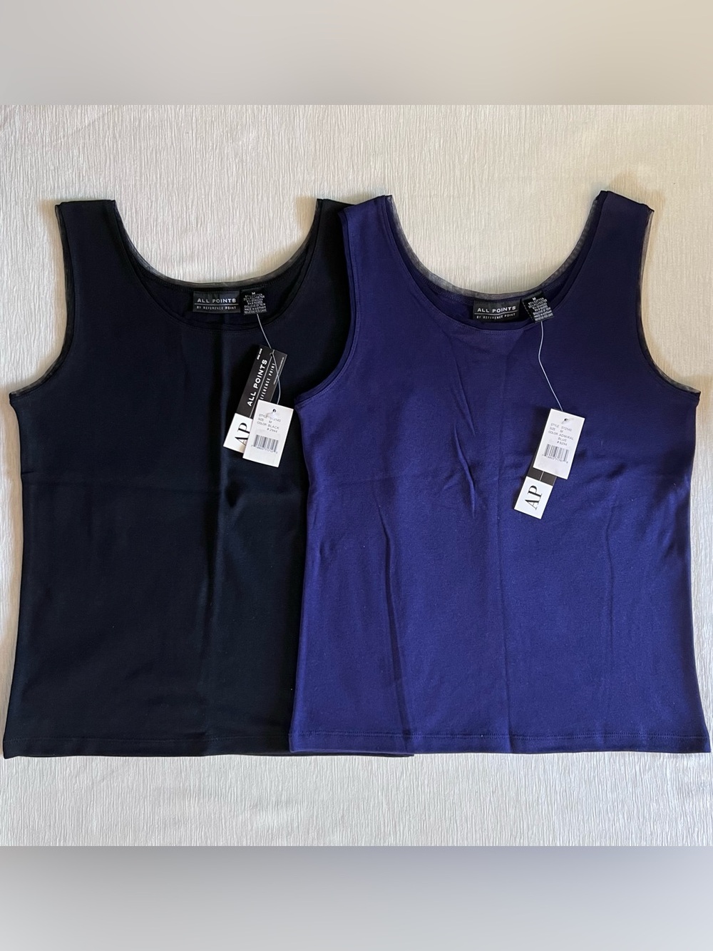 NWT VTG Set of 2 All Points by Reference Point Tank Top-Black & Admiral Blue